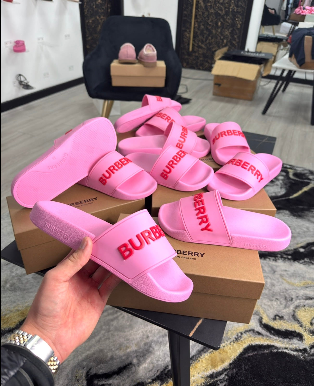 Women’s Burberry Sliders - Pink