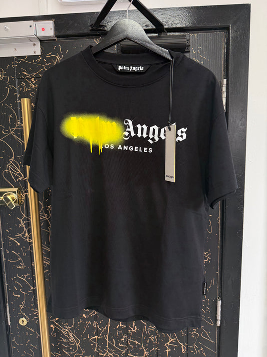 Men’s Palm Angels Spray Tshirt - Black/Yellow